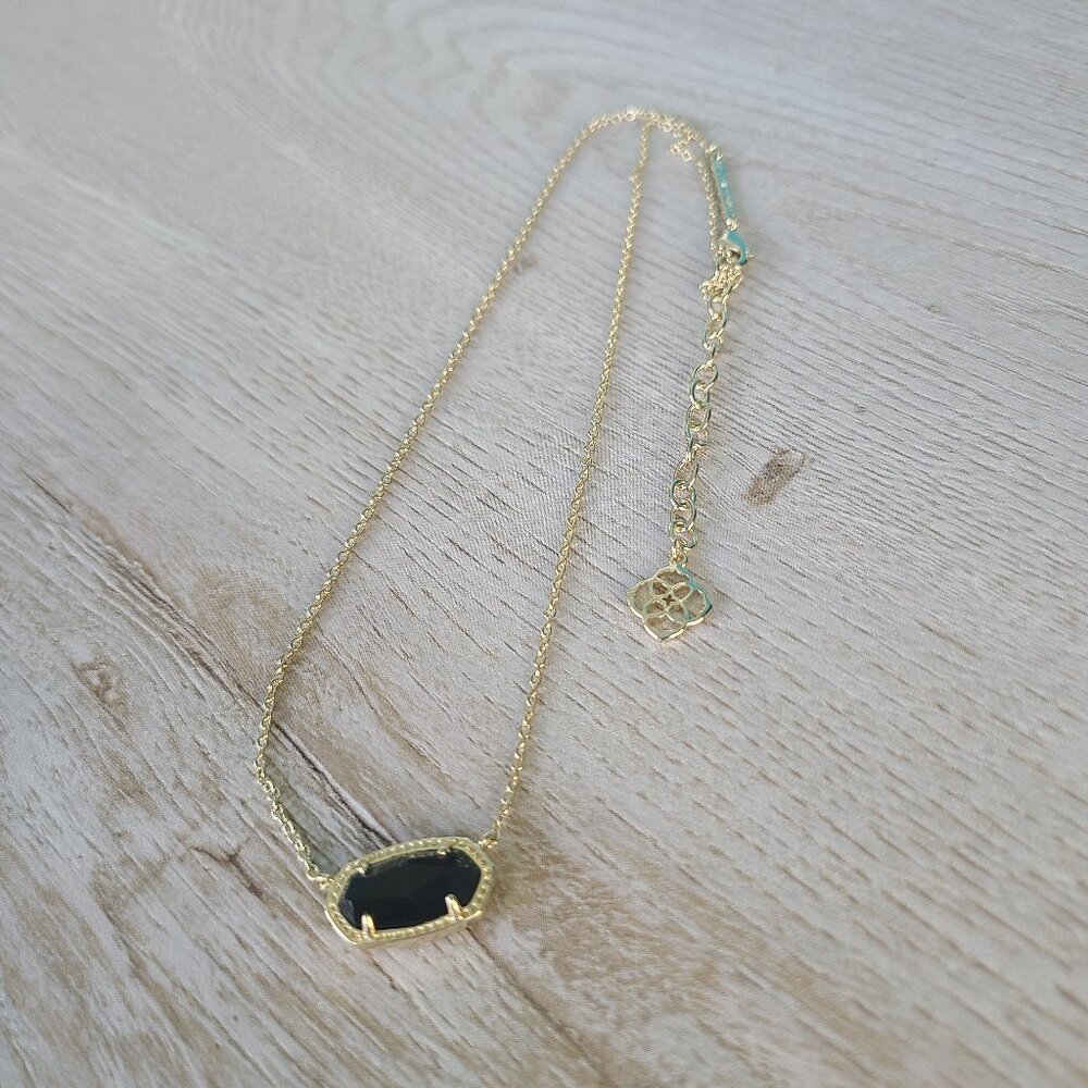 Kendra Scott Elisa Gold Pendant Necklace in Black Opaque Glass
